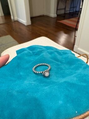 Size 6 Pandora Silver Beaded Birthstone Ring